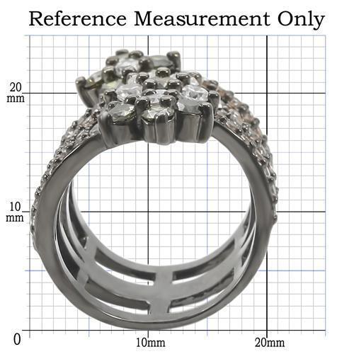 0W293 - Ruthenium Brass Ring with AAA Grade CZ  in Multi Color