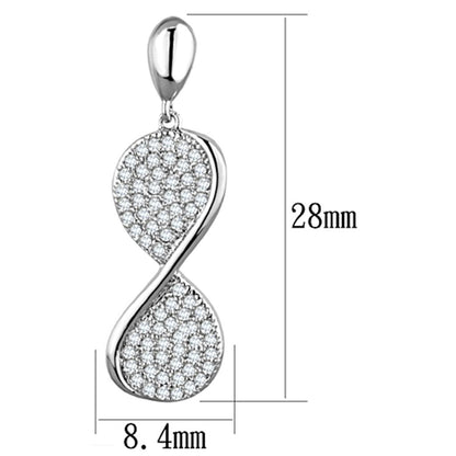 3W663 - Rhodium Brass Earrings with AAA Grade CZ  in Clear