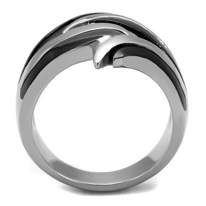 TK2605 - Two-Tone IP Black (Ion Plating) Stainless Steel Ring with No