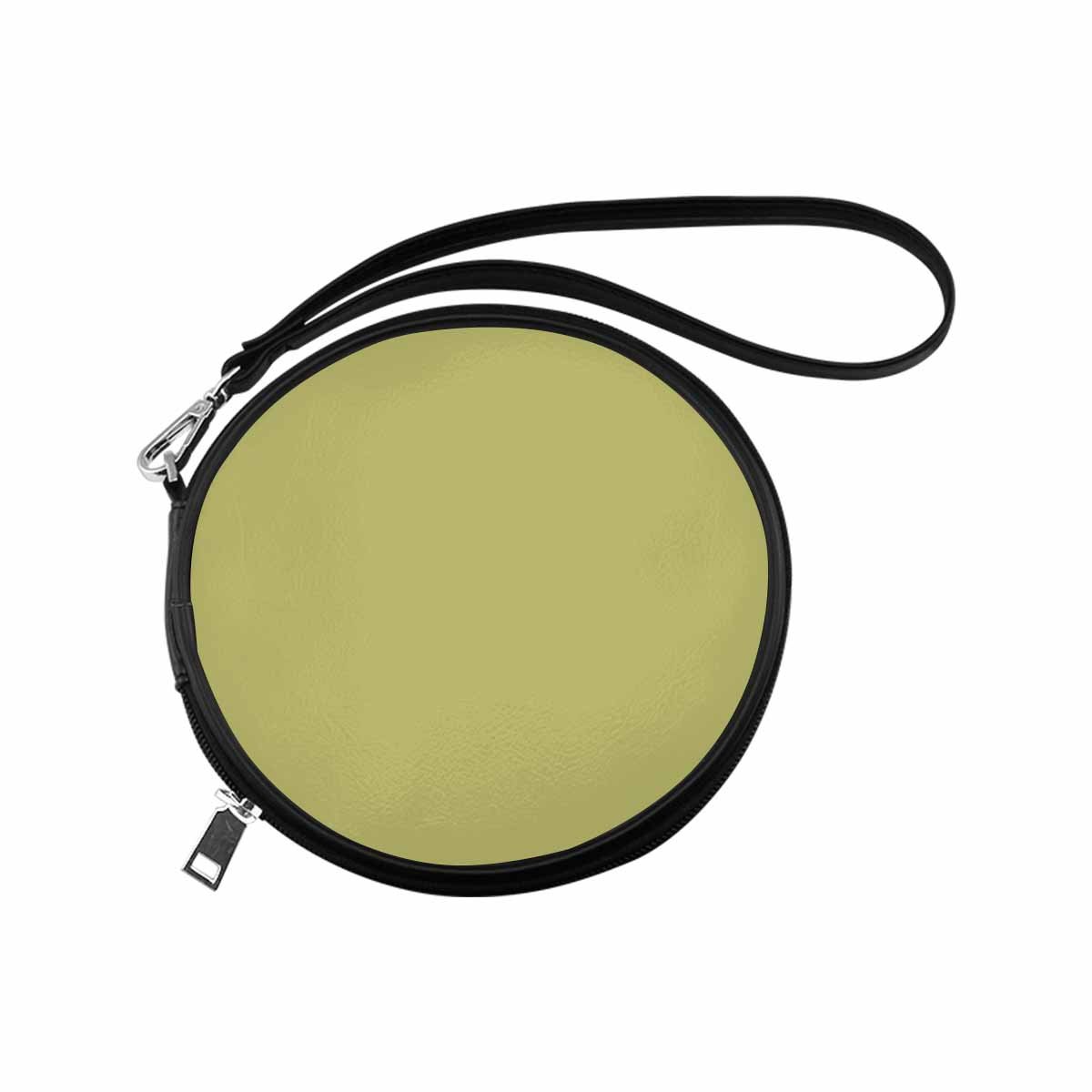 Womens Round Handbag, Olive Green