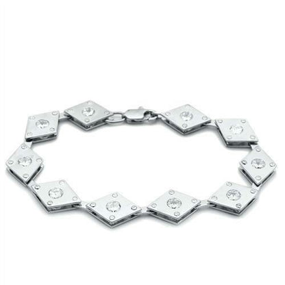 LO2006 - Matte Rhodium &amp; Rhodium Brass Bracelet with AAA Grade CZ  in