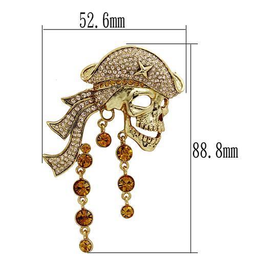 LO2415 - Gold White Metal Brooches with Top Grade Crystal  in Multi