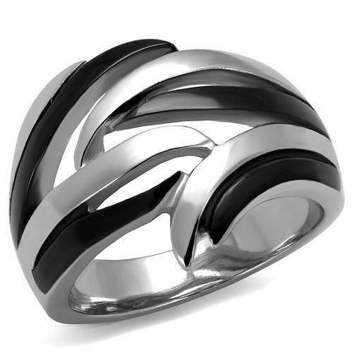 TK2605 - Two-Tone IP Black (Ion Plating) Stainless Steel Ring with No