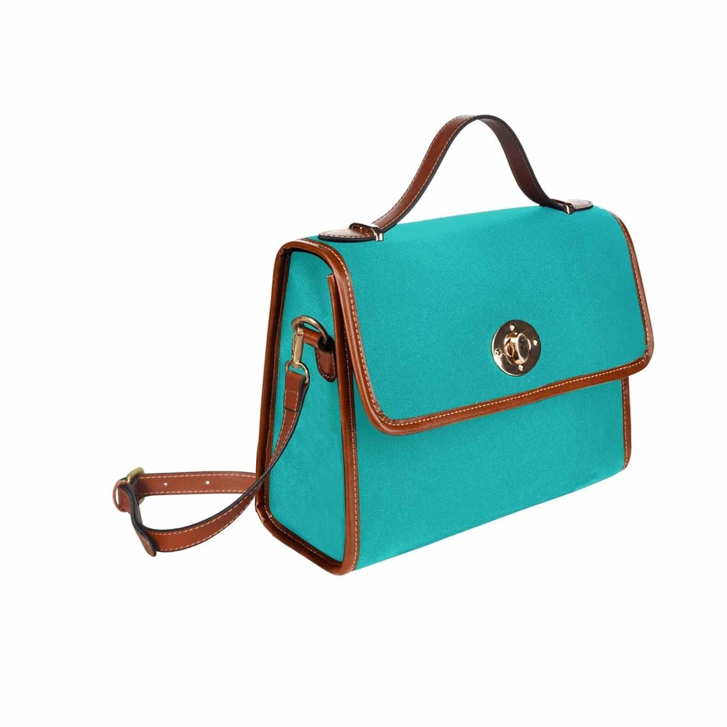 Canvas Bag  / Greenish Blue   (brown Strap)