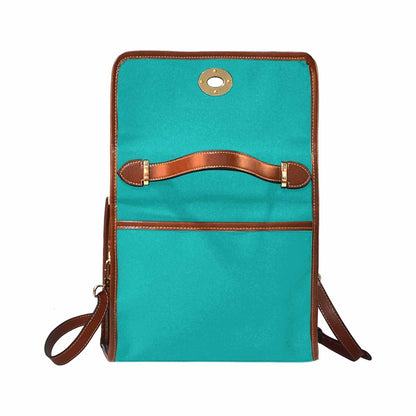 Canvas Bag  / Greenish Blue   (brown Strap)