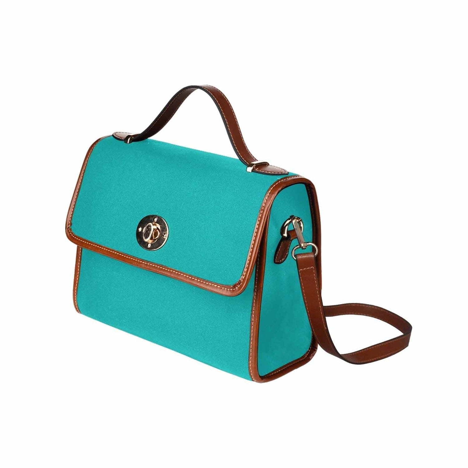 Canvas Bag  / Greenish Blue   (brown Strap)