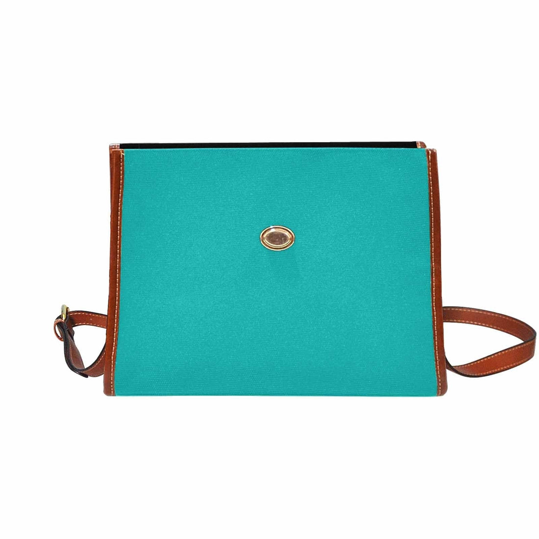 Canvas Bag  / Greenish Blue   (brown Strap)