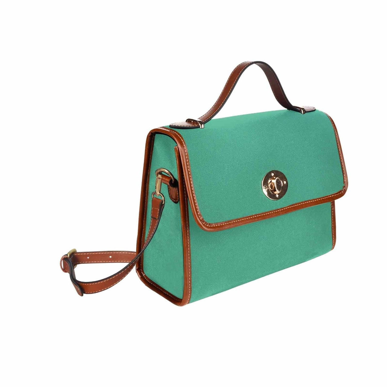 Canvas Bag  / Spearmint Green   (brown Strap)