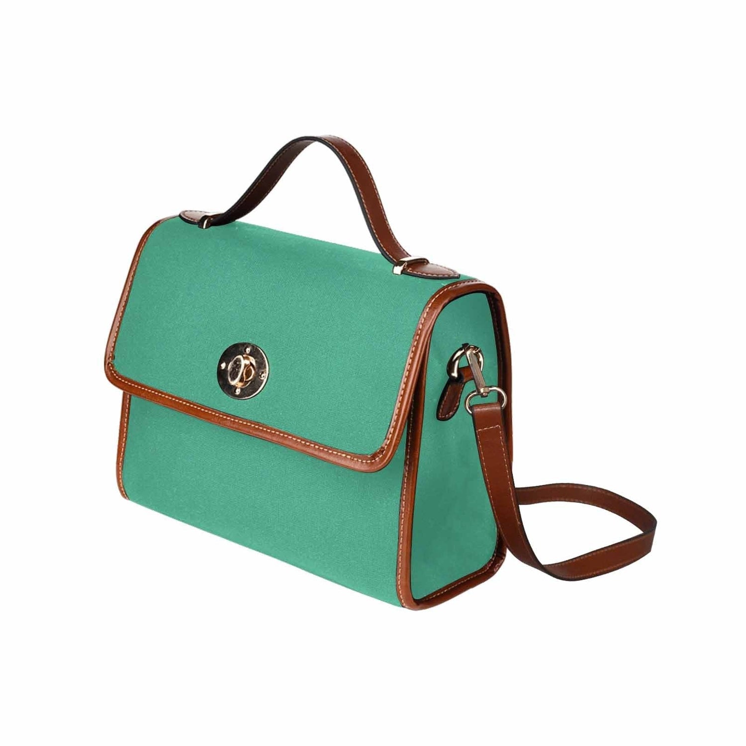 Canvas Bag  / Spearmint Green   (brown Strap)