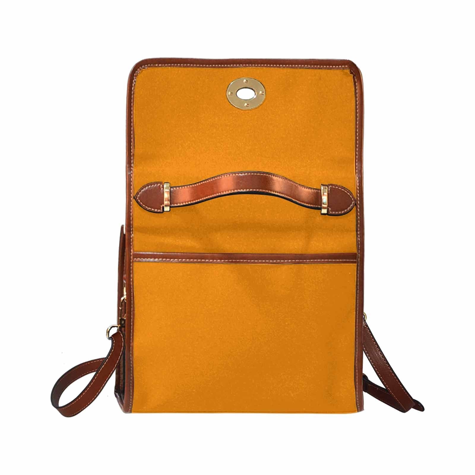 Canvas Bag  / Tangerine Orange   (brown Strap)