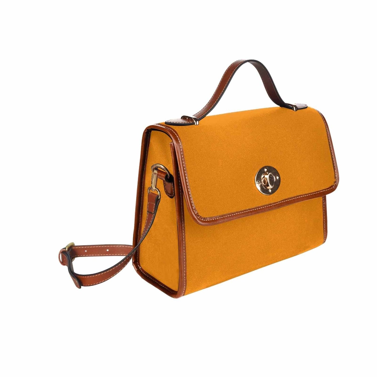 Canvas Bag  / Tangerine Orange   (brown Strap)