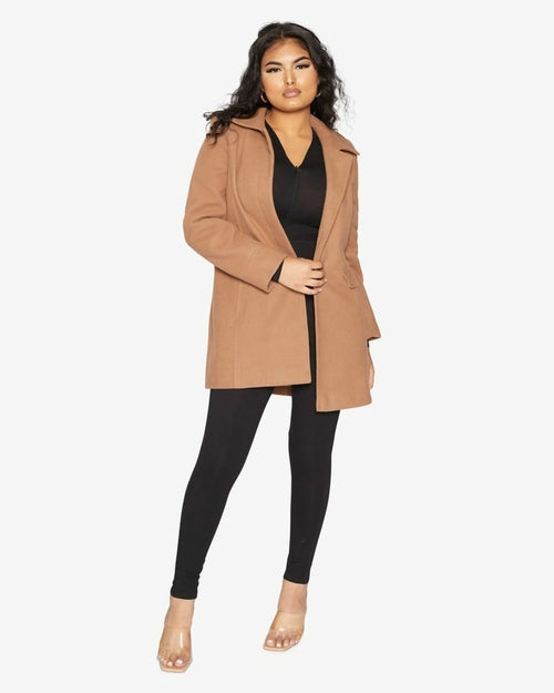 De La Creme Womens Wool Blend Hip Length Covert Coat